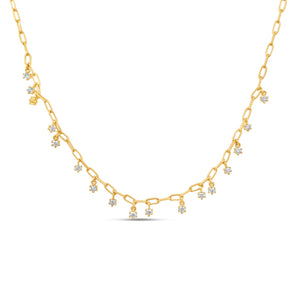 Diamond Charm Paperclip Chain Necklace