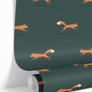 Dark Green Foxes Wallpaper