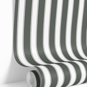 Dark Green Stripes Wallpaper