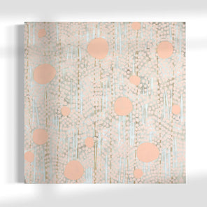 Original abstract painting with white and gray patterns on a white background