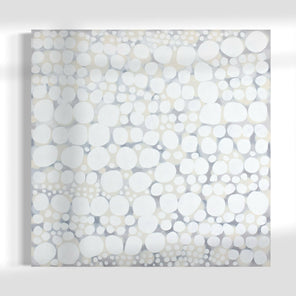 Original abstract painting with white and gray patterns on a white background