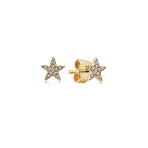 Gold star-shaped earrings on a white background