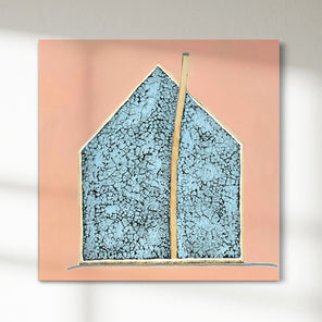 Original abstract painting with white and gray patterns on a white background